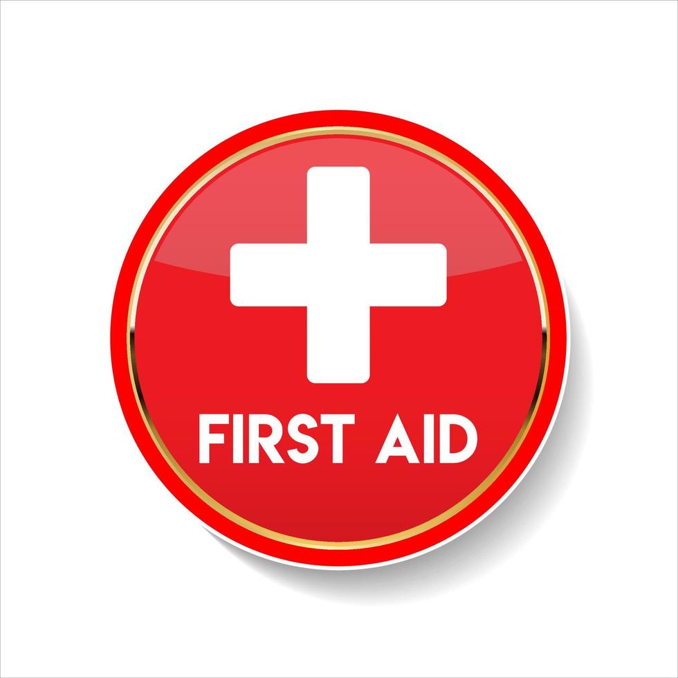 Botón del sitio web de primeros auxilios sobre fondo blanco. vector