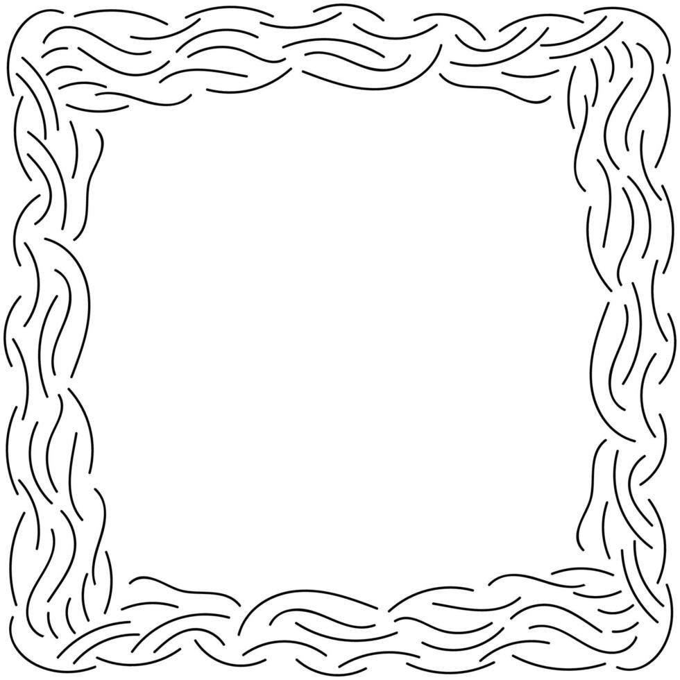 Abstract doodle curly thin line frame isolated on white background. vector