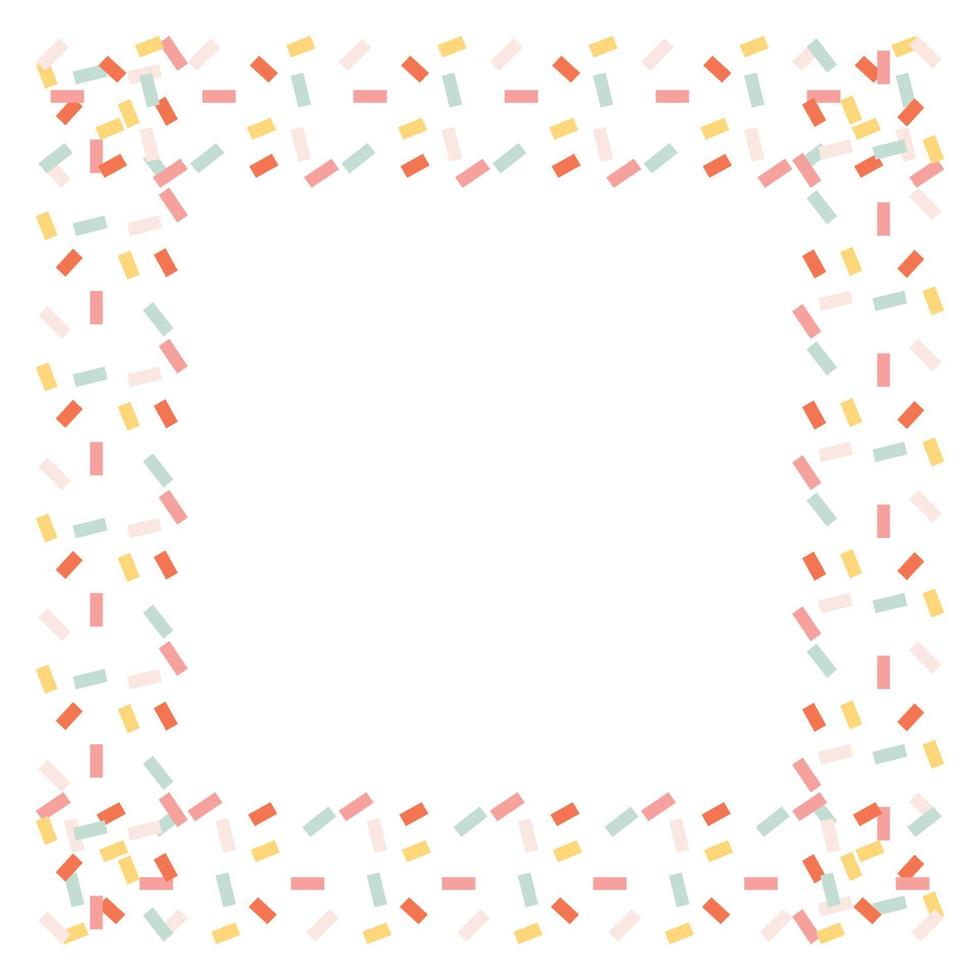 Multicolored confetti frame isolated on white background. vector