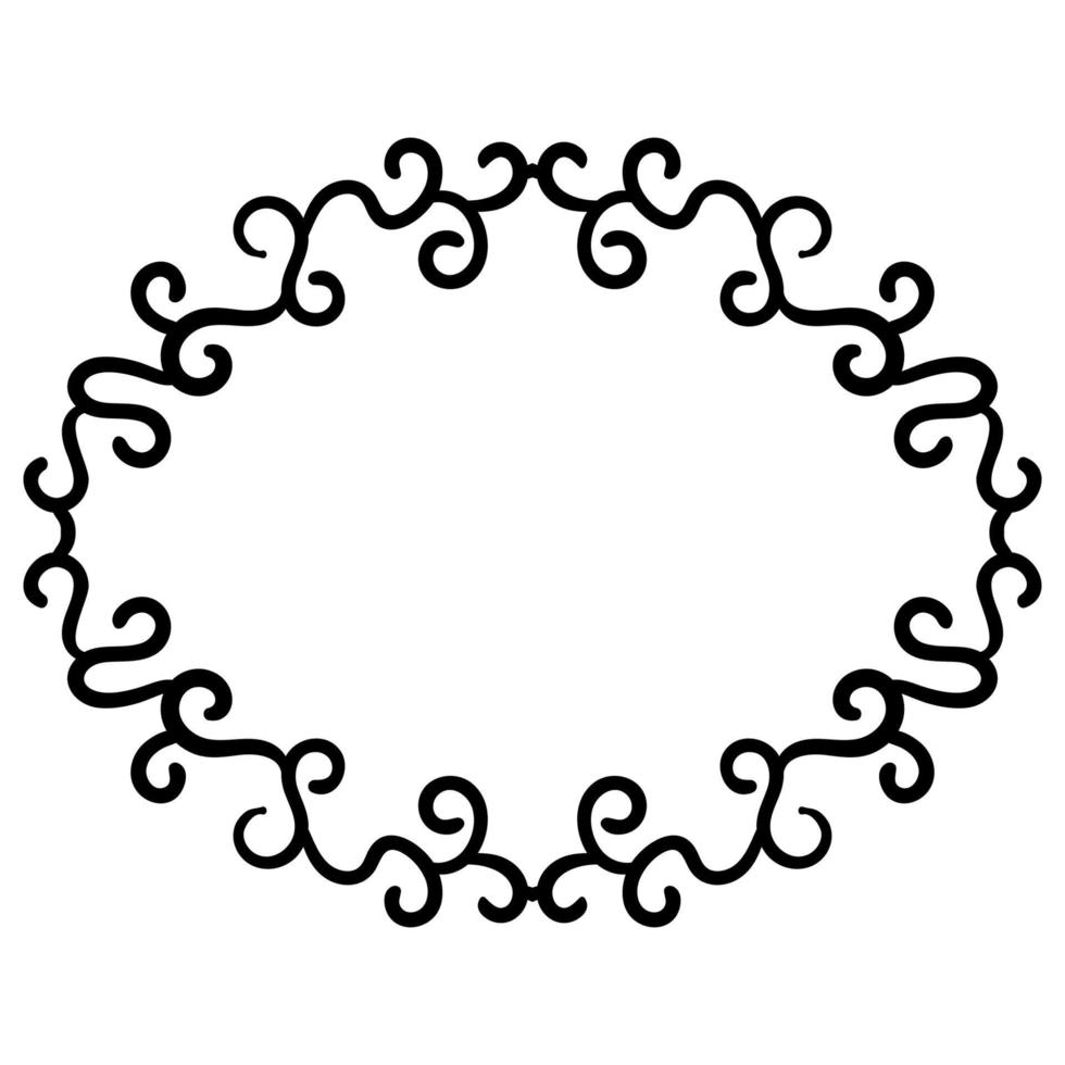 Outline curly frame. Ornamental round doodle element isolated on white background. vector