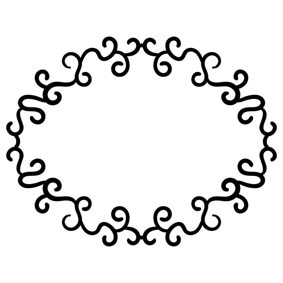 Outline curly frame. Ornamental round doodle element isolated on white background. vector