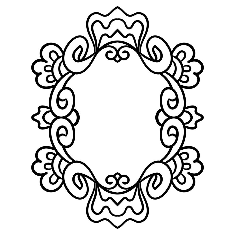 Outline curly frame. Ornamental round doodle  element isolated on white background. vector