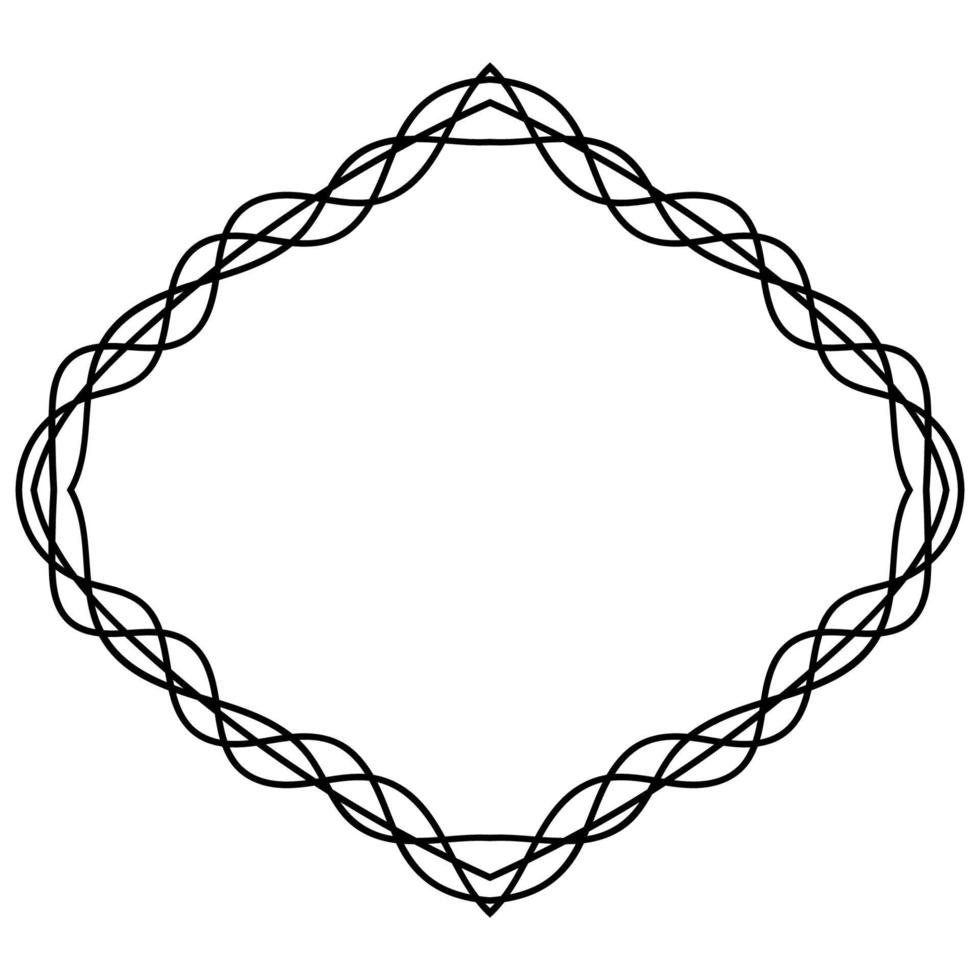 Abstract doodle curly thin line frame isolated on white background. vector