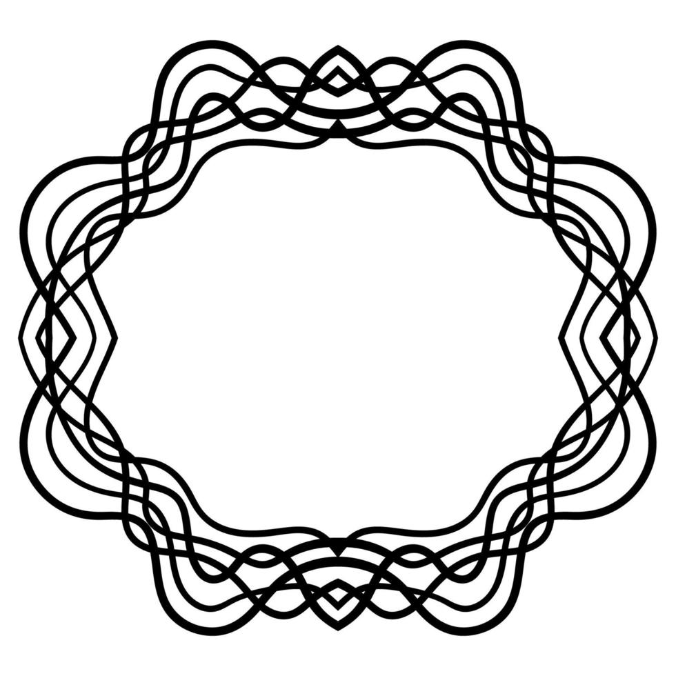 Abstract doodle curly thin line frame isolated on white background. vector