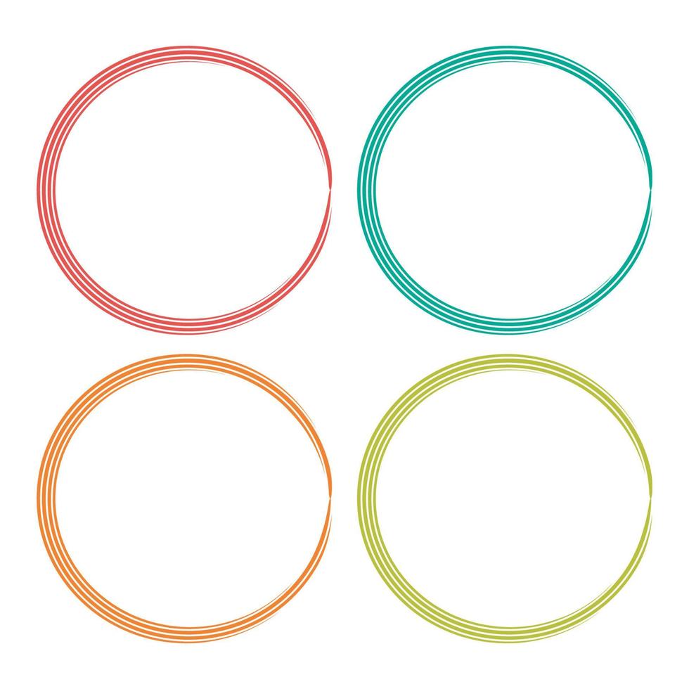 Colorful striped round frame set isolated on white background. vector