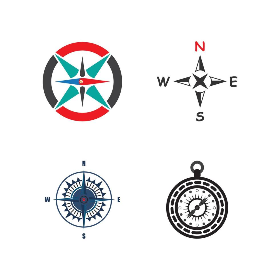 Ilustración de icono de vector de plantilla de logotipo de brújula