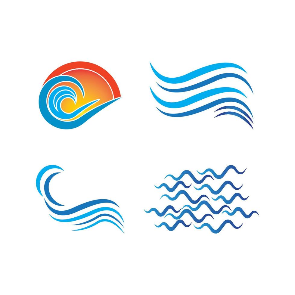 Diseño de ilustración de vector de icono de onda de agua