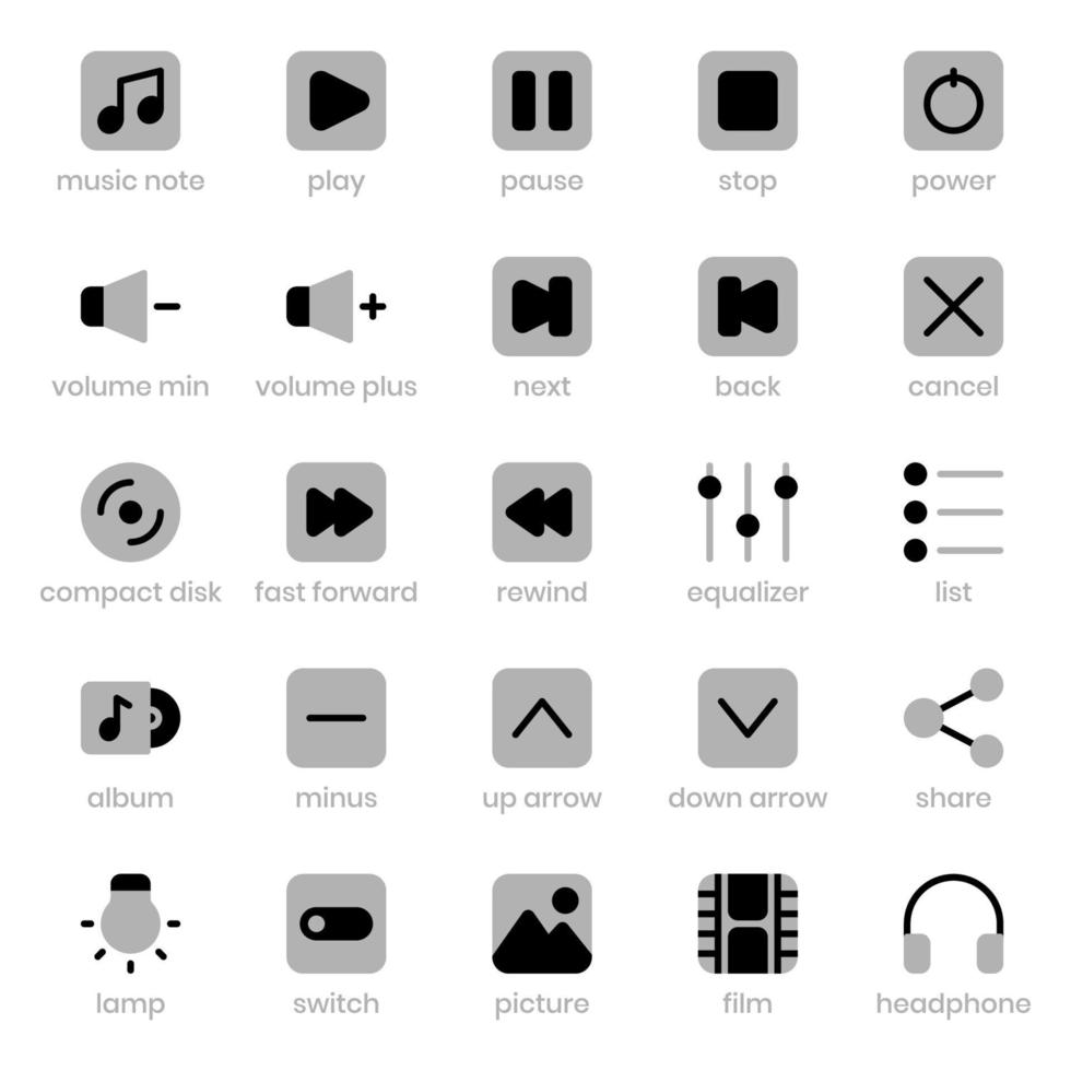 paquete de iconos de colección multimedia para el diseño de su sitio web, logotipo, aplicación, ui. diseño de tono dúo de icono de colección multimedia. Ilustración de gráficos vectoriales y trazo editable. vector