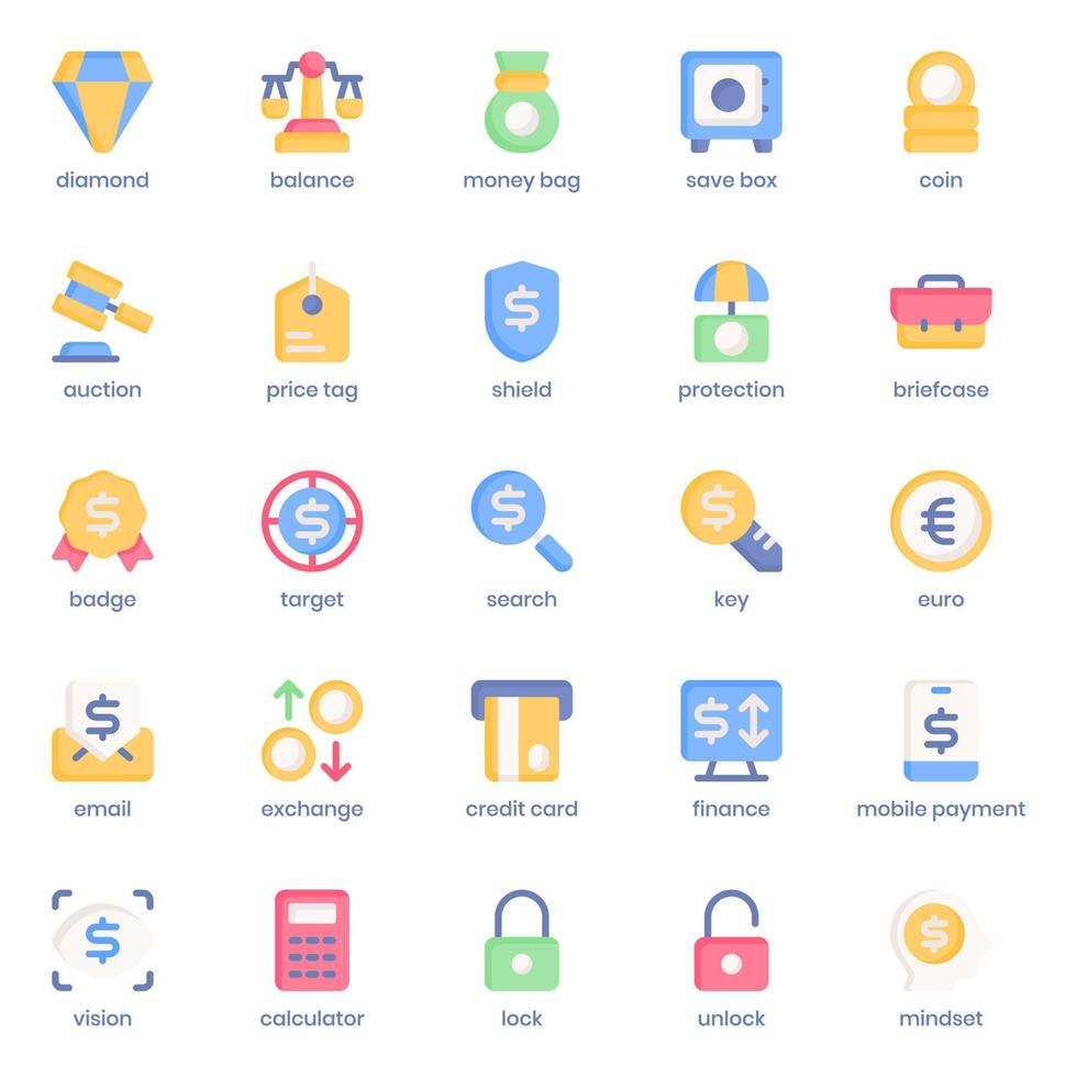 finance and currency icon pack for your website design, logo, app, UI. finance and currency icon flat design. Vector graphics illustration and editable stroke.