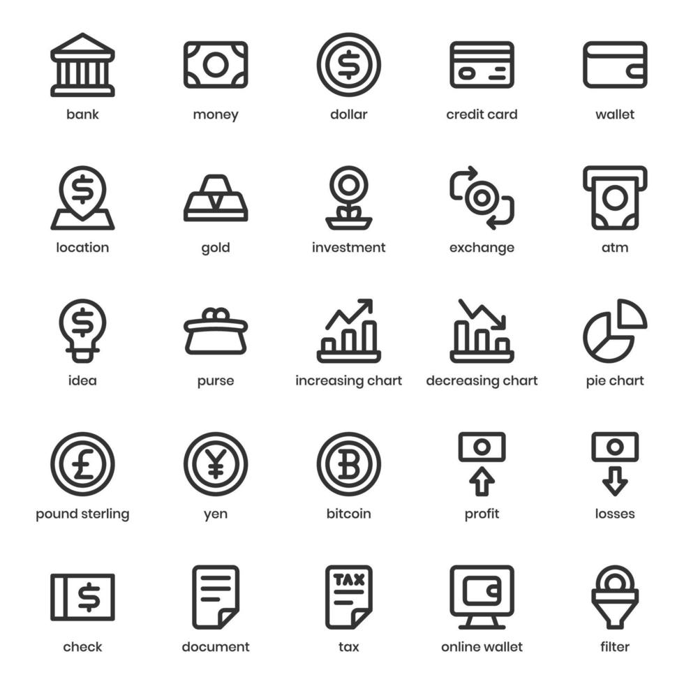 finance and currency icon pack for your website design, logo, app, UI. finance and currency icon outline design. Vector graphics illustration and editable stroke.