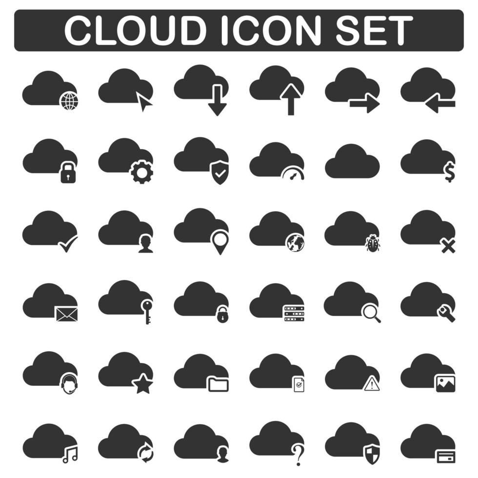 Cloud Icon Set Concept Design Black Series vector