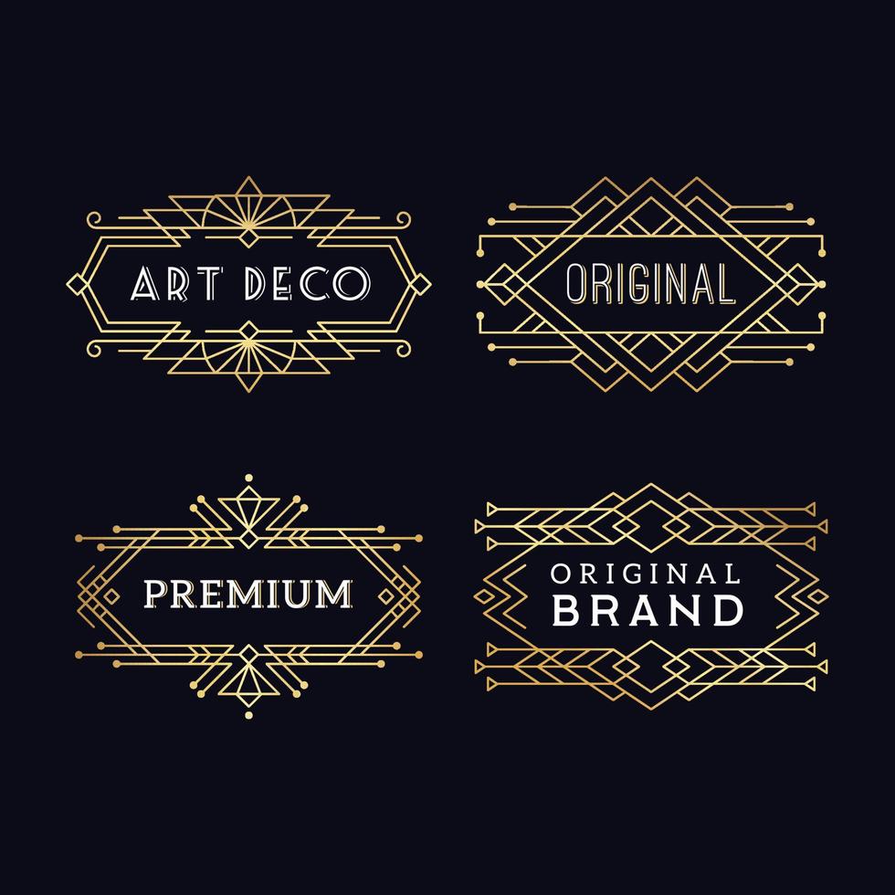 Vintage labels art deco luxury banners antique restaurant ...