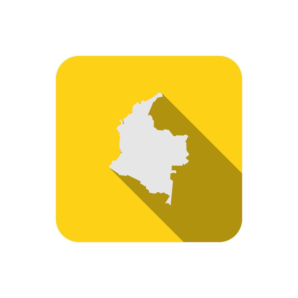 Colombia map on yellow square with long shadow vector