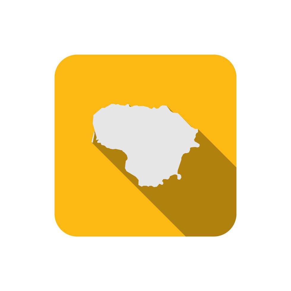 Map of Lithuania on yellow square with long shadow vector