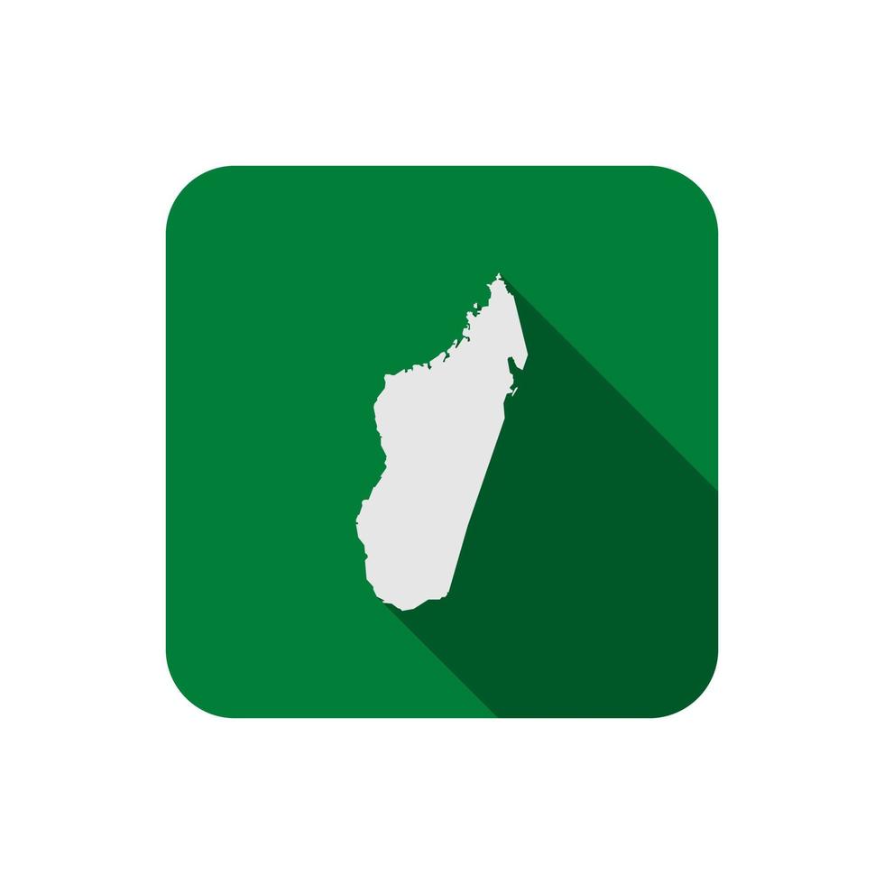 Map of Madagascar on green square with long shadow vector