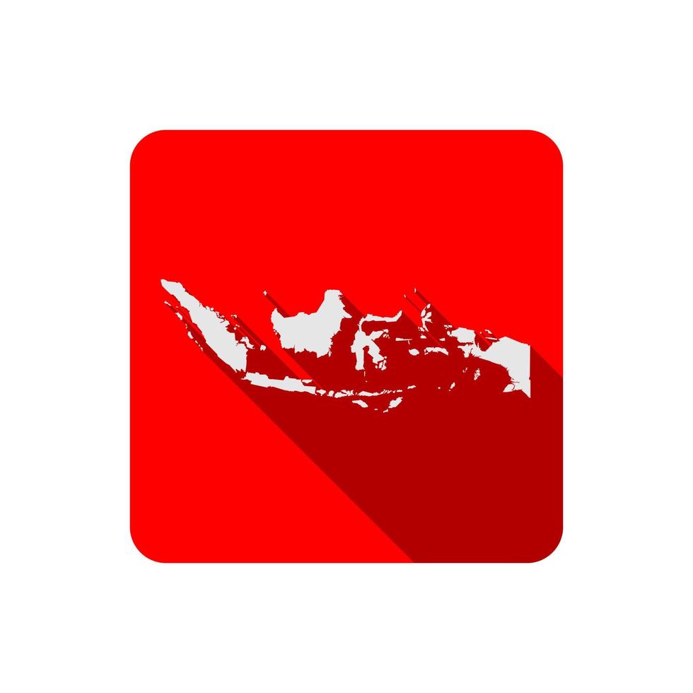 Map of Indonesia on red square with long shadow vector