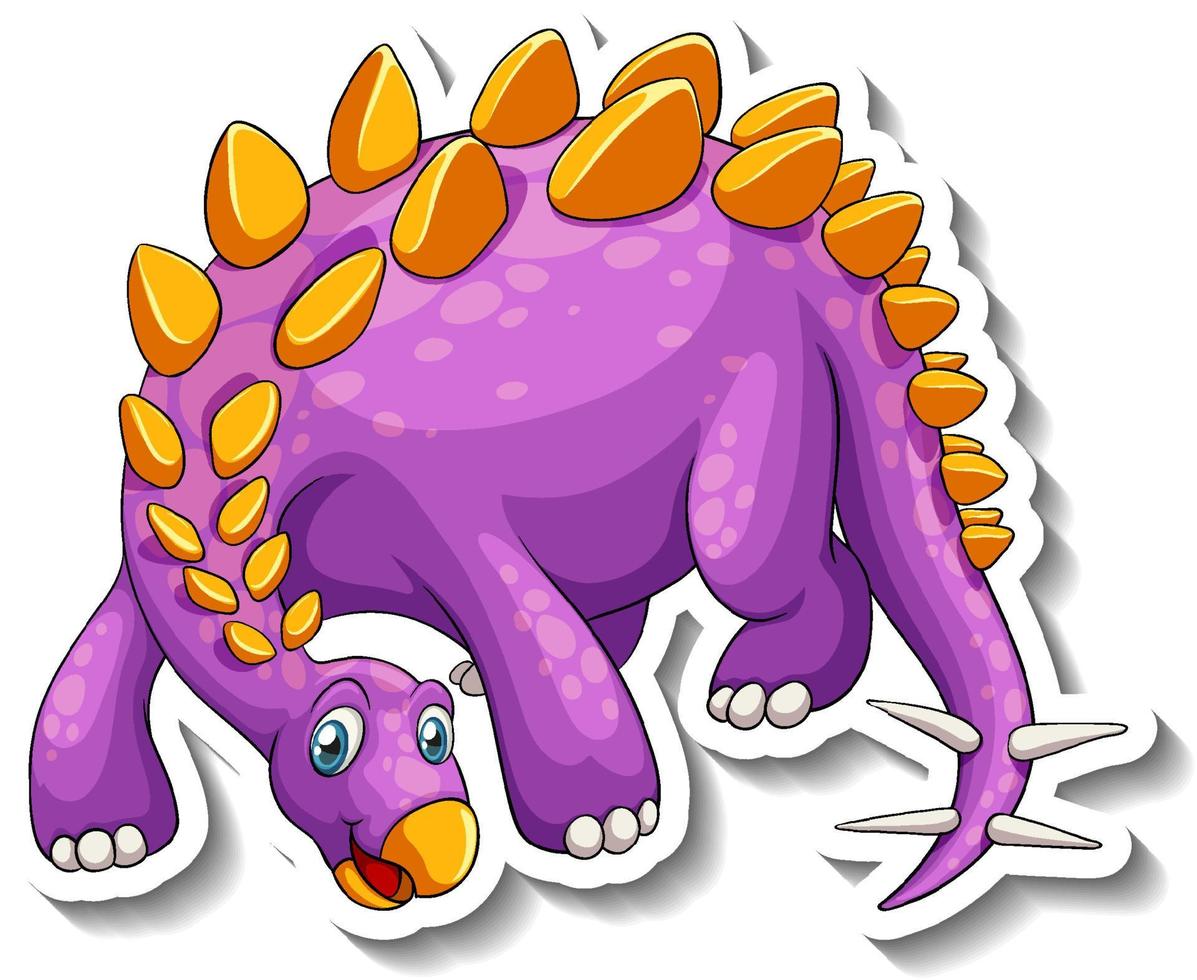 etiqueta engomada del personaje de dibujos animados del dinosaurio estegosaurio vector