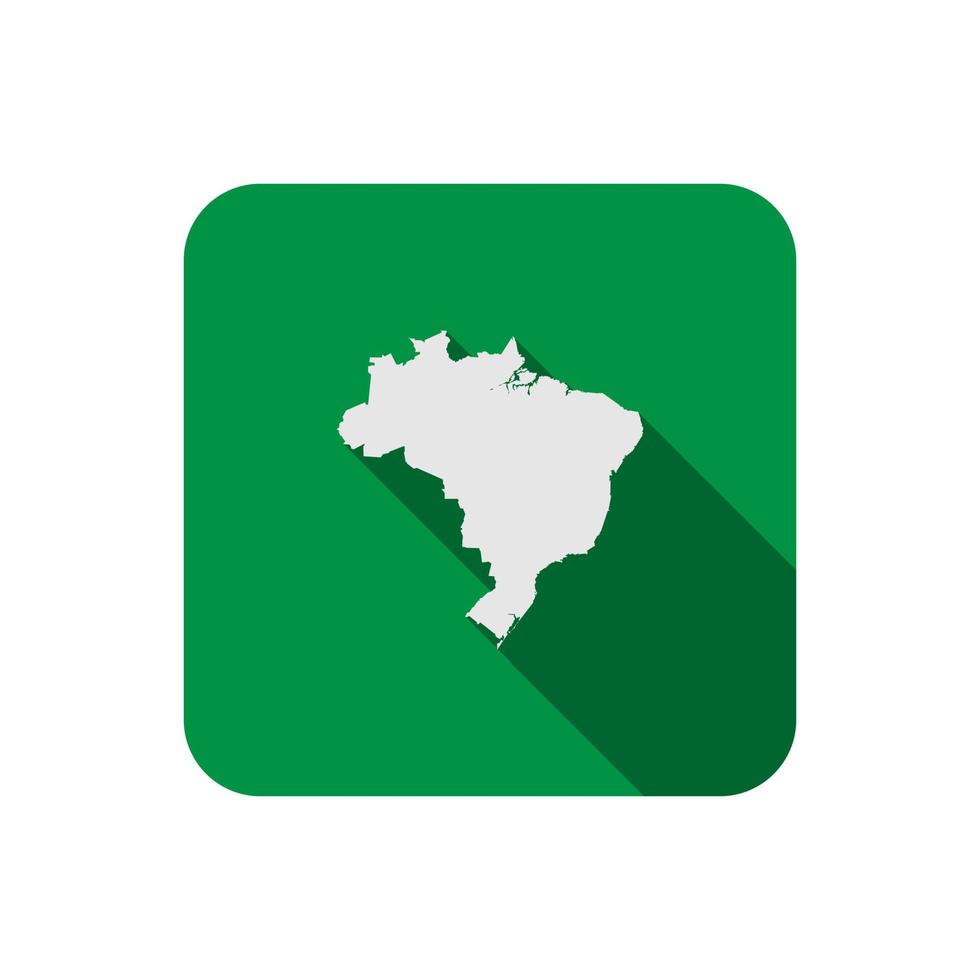 Brazil map on green square with long shadow vector