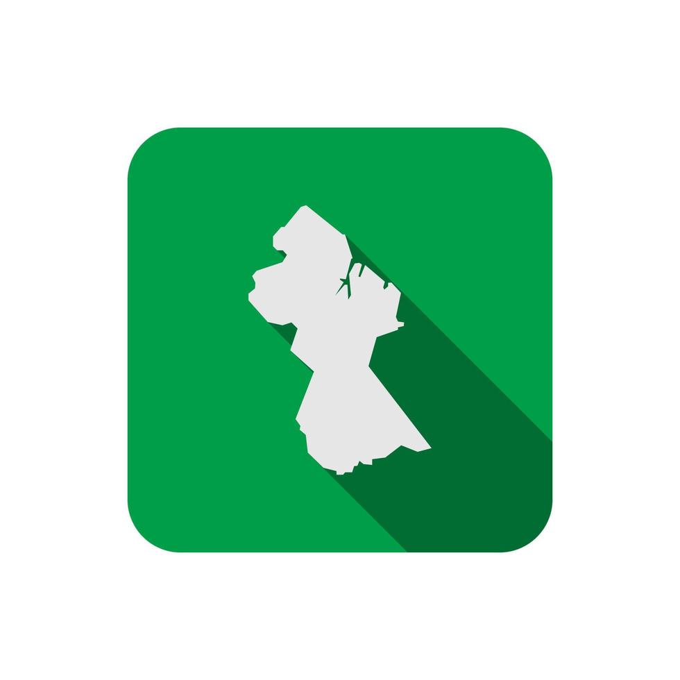 Guyana map on green square with long shadow vector