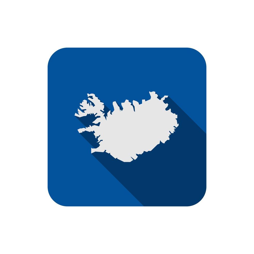 Iceland Vector Map Isolated on Blue square with long shadow