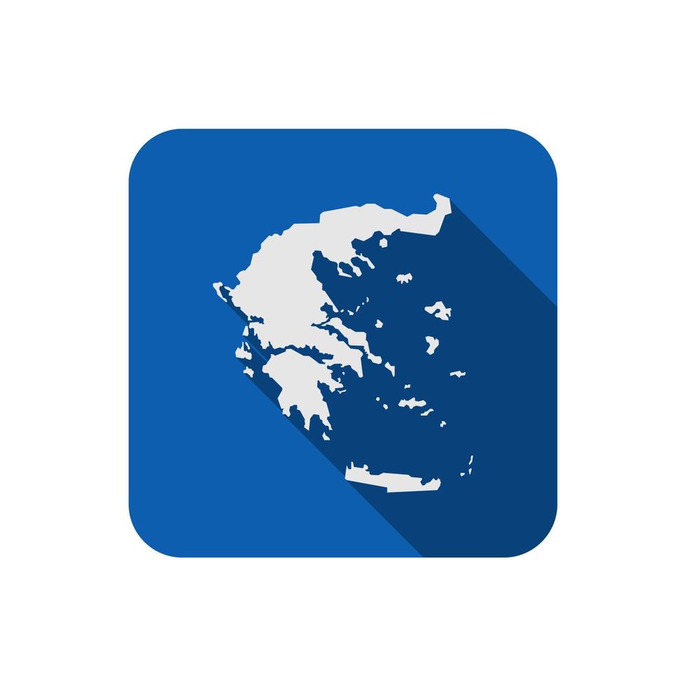 Map of Greece on blue square with long shadow vector