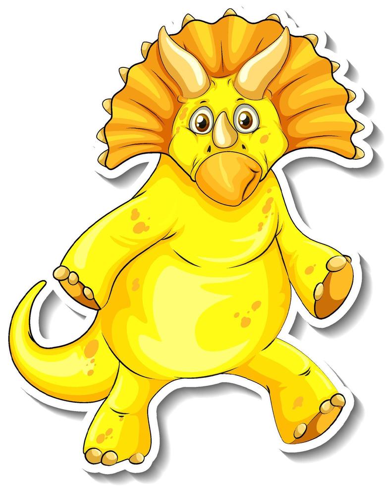 Triceratops dinosaur cartoon character sticker vector