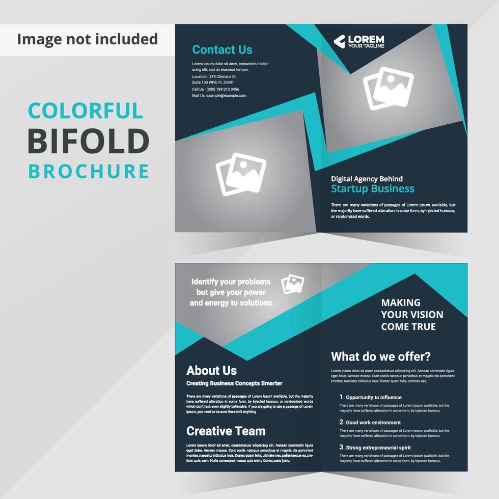 Bi-fold brochure design Creative concept flyer or brochure Magazine cover page template. Abstract vector flat design