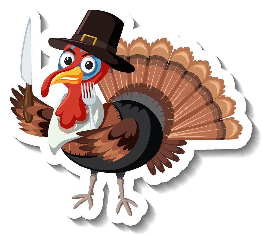 Isolated turkey sticker on white background vector
