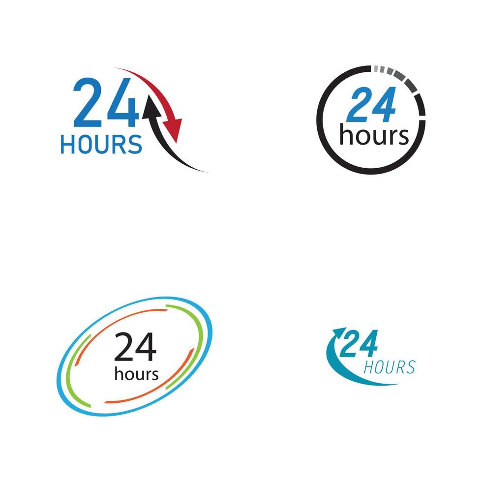 24 hour logo vector illustration design template