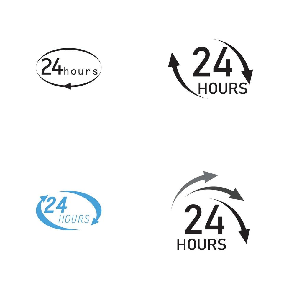 24 hour logo vector illustration design template