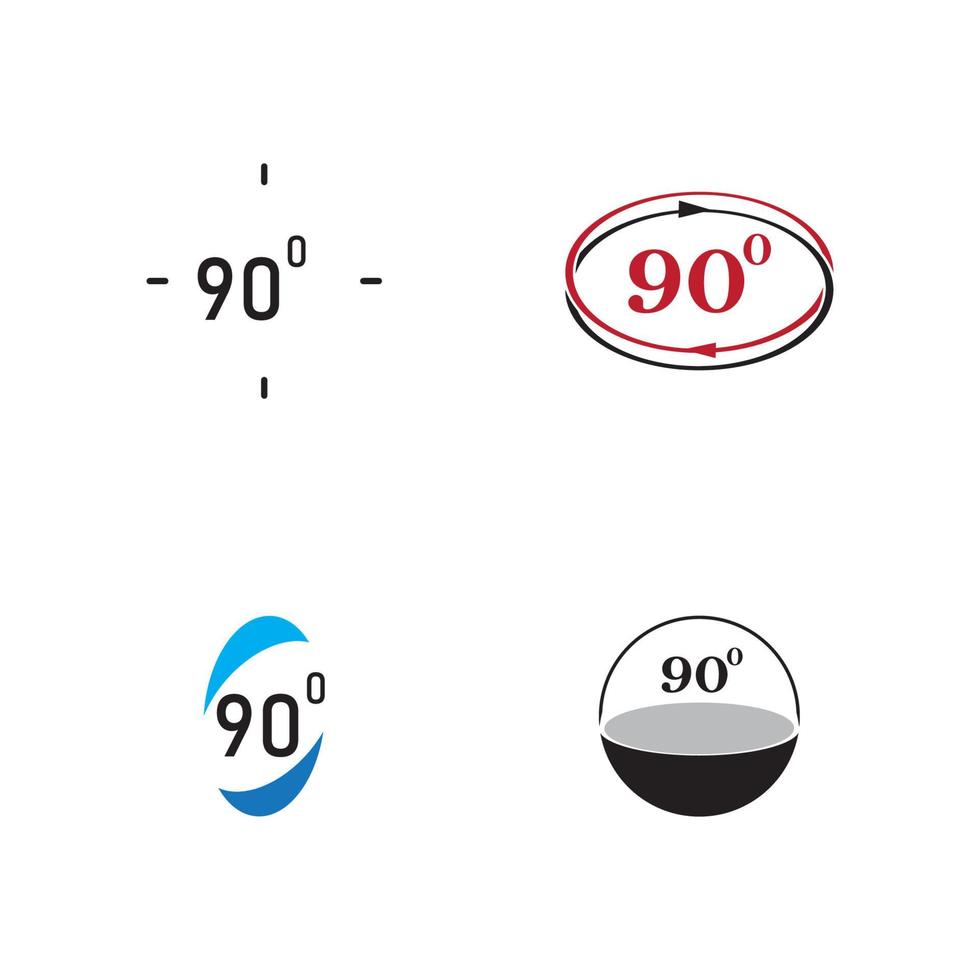 ángulo de 90 grados icono de signo. símbolo matemático de geometría. ángulo recto. icono plano clásico. círculos de colores. vector