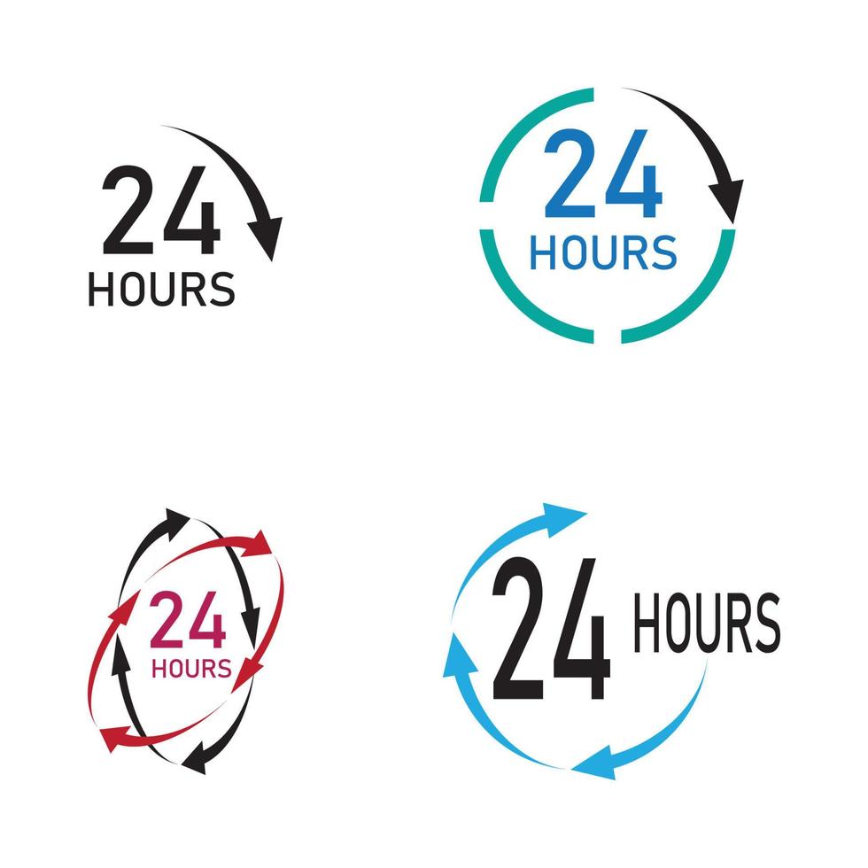 24 hour logo vector illustration design template