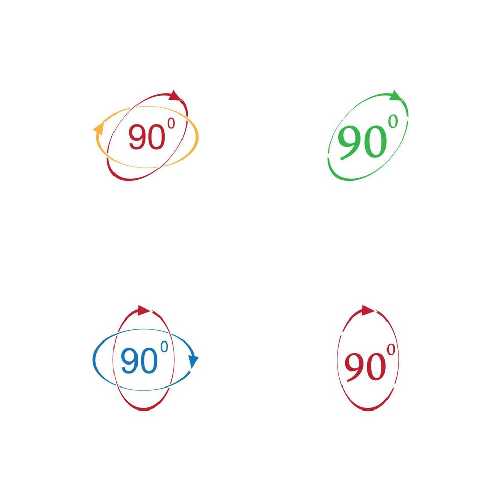 ángulo de 90 grados icono de signo. símbolo matemático de geometría. ángulo recto. icono plano clásico. círculos de colores. vector