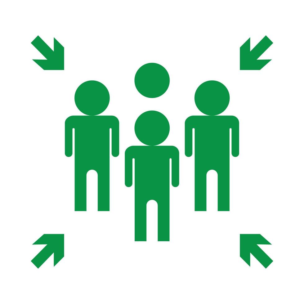 Emergency evacuation assembly point sign, gathering point signboard, vector illustration.