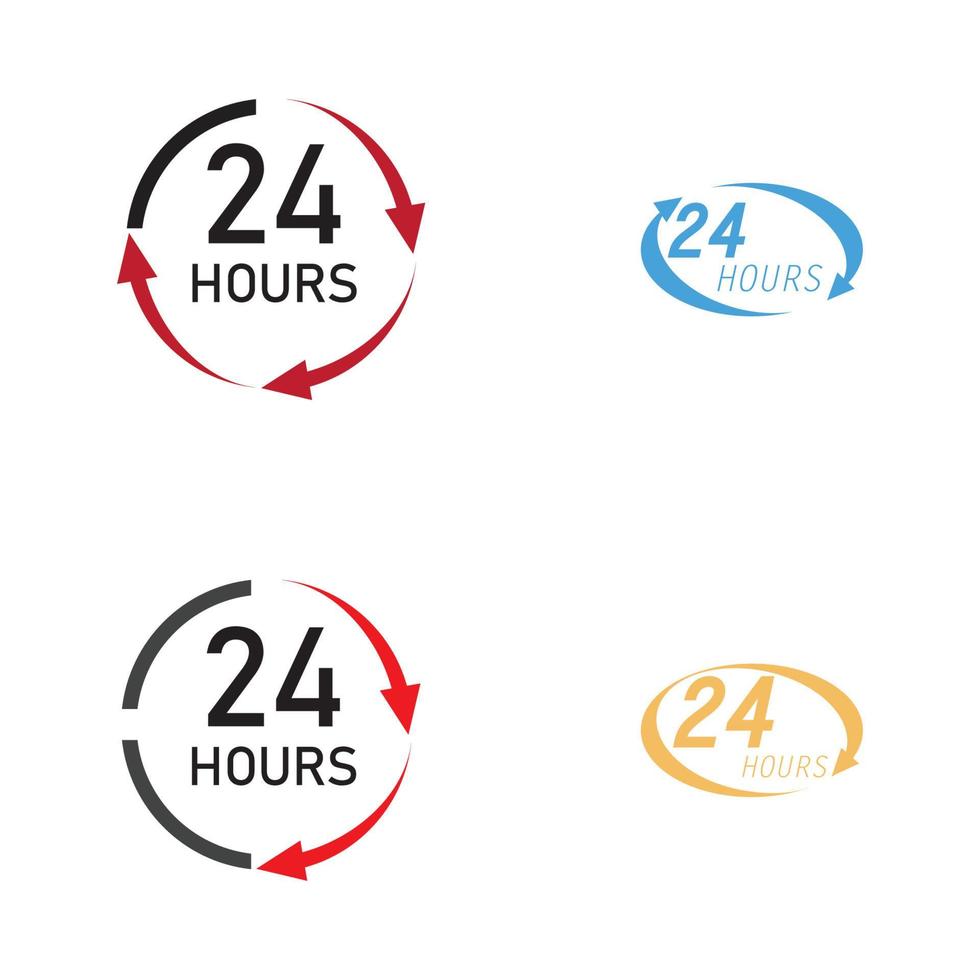 24 hour logo vector illustration design template