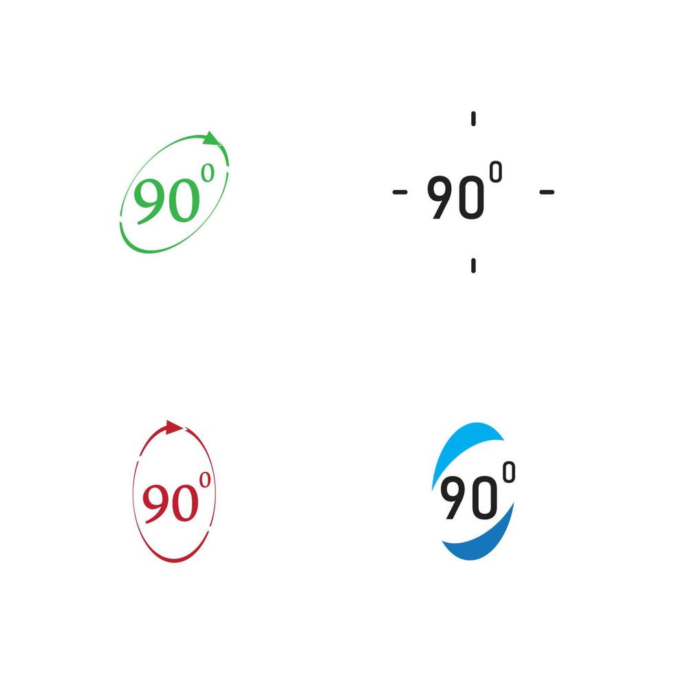 Angle 90 degrees sign icon. Geometry math symbol. Right angle. Classic flat icon. Colored circles. Vector