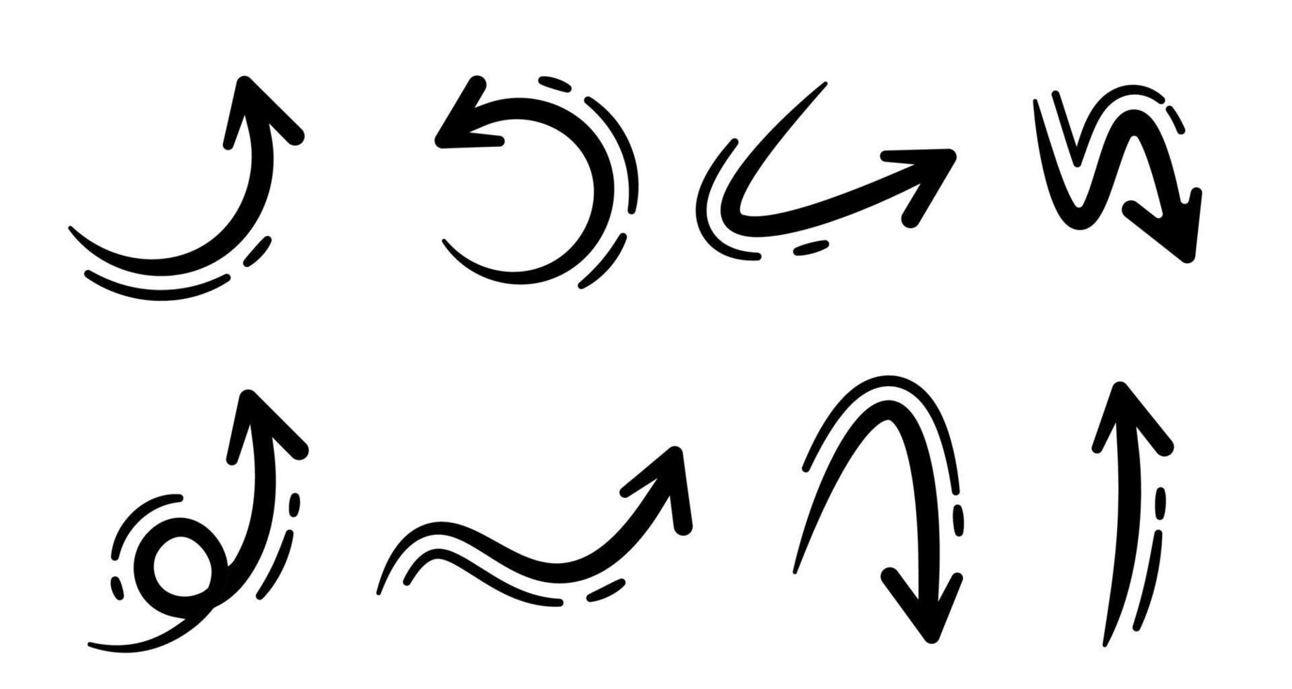 illustration set of arrows in doodle style vector