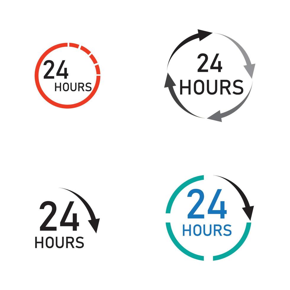 24 hour logo vector illustration design template