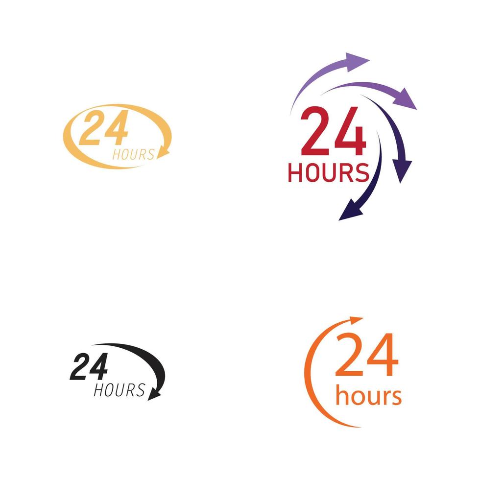 24 hour logo vector illustration design template
