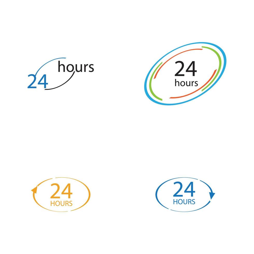 24 hour logo vector illustration design template