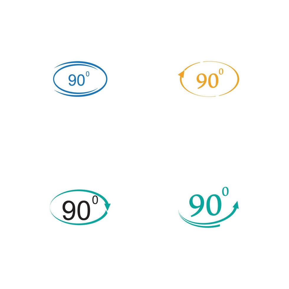 ángulo de 90 grados icono de signo. símbolo matemático de geometría. ángulo recto. icono plano clásico. círculos de colores. vector