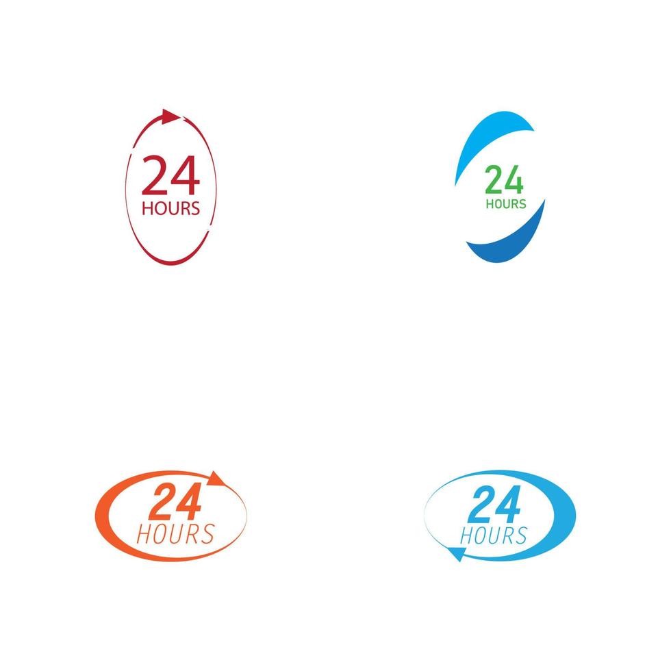 24 hour logo vector illustration design template