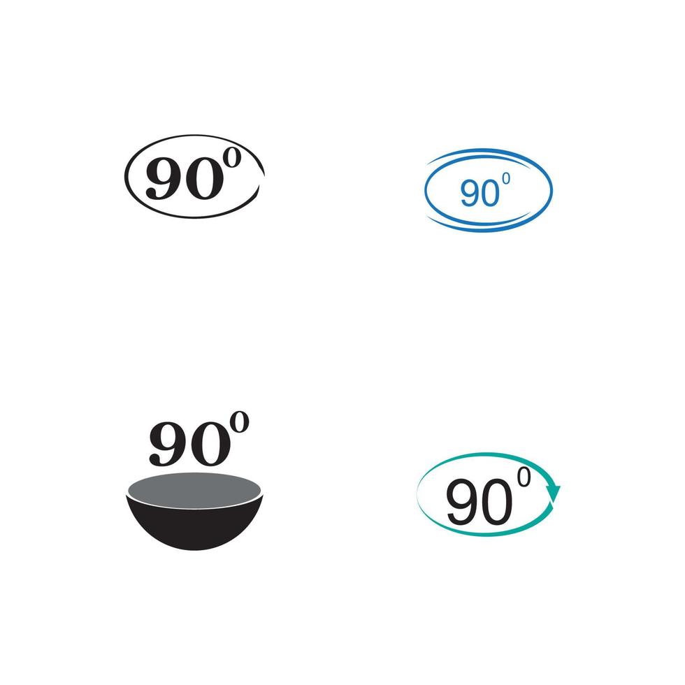 Angle 90 degrees sign icon. Geometry math symbol. Right angle. Classic flat icon. Colored circles. Vector