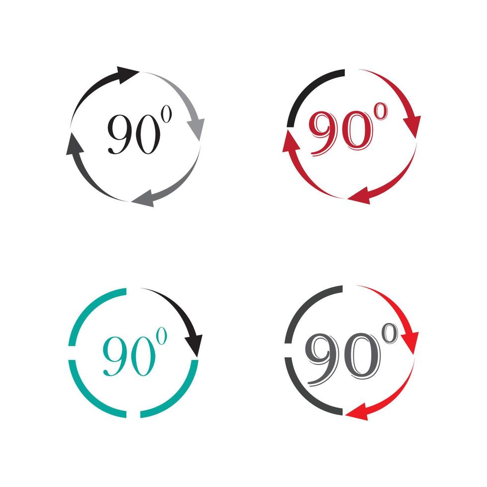 ángulo de 90 grados icono de signo. símbolo matemático de geometría. ángulo recto. icono plano clásico. círculos de colores. vector