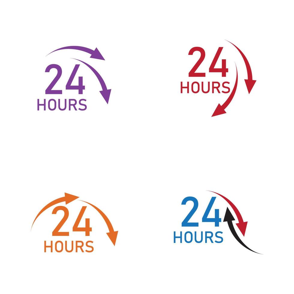 24 hour logo vector illustration design template