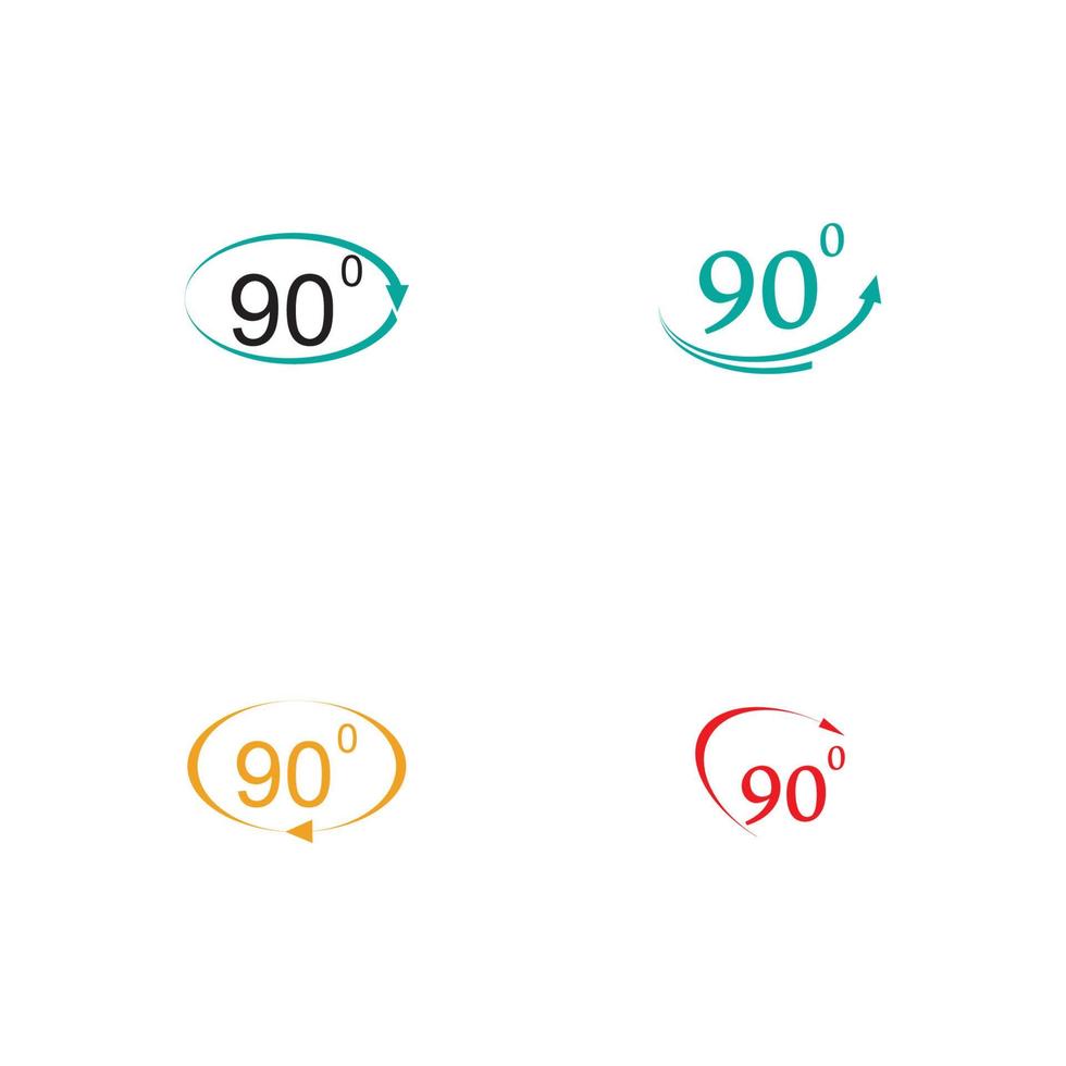 ángulo de 90 grados icono de signo. símbolo matemático de geometría. ángulo recto. icono plano clásico. círculos de colores. vector