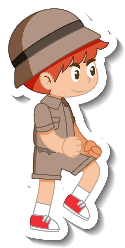 etiqueta engomada del personaje de dibujos animados del pequeño boy scout vector