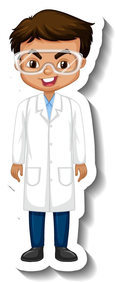 A boy cartoon character wearing laboratory coat vector