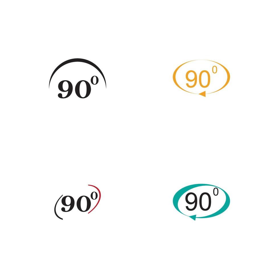 Angle 90 degrees sign icon. Geometry math symbol. Right angle. Classic flat icon. Colored circles. Vector