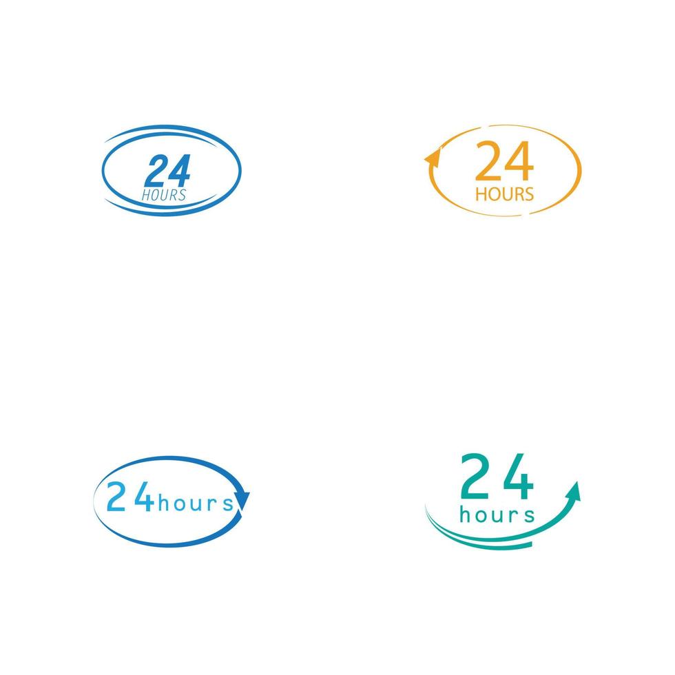 24 hour logo vector illustration design template